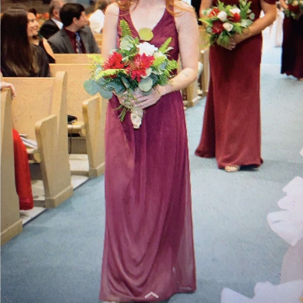 Maroon brides maid dress hemmed to fit me who’s 5’3 with a 2-3 inch heel